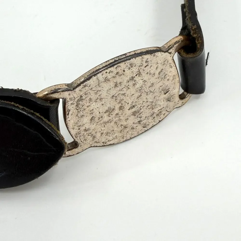 Vintage 90s Fossil Black Genuine Leather Boho Western Medallion Belt